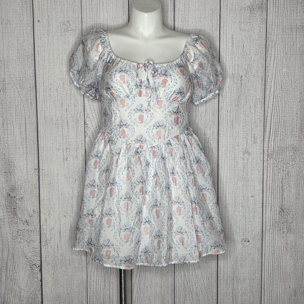 Celebrity Pink Bridgerton Lady Whistledown Mini Dress, Regencycore Floral - XL